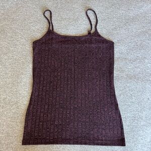 Loft Ribbed Knit Cami Tank Top - Burgundy - S